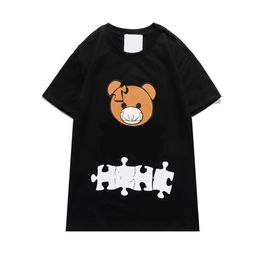 Mens T Shirts Designer Women Bear Print Tshirts Summer Fashion Puzzle Short Sleeve Man Street Style Tees Woman Clothing High Quali238q