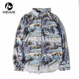 Printing Single Breasted Fashion Mens Shirt 2021 Turn-down Collar Unlock Hem Shirts Men Man Clothes G-dragon Men's Casual336Y