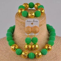 Necklace Earrings Set Majalia Nigerian Jewelry African Plastic Wedding Green Classic Beaded Jewelry-09
