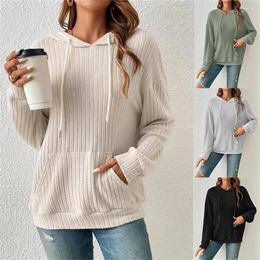 Women's Hoodies Fall Winter Patchwork Hooded Sweaters For Women Long Sleeve V-Neck Slim Pullover Tops Jumper Female Sweatshirts Sudaderas