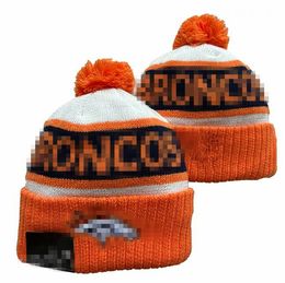 Men Knitted Cuffed Pom BRONCOS Beanies Bobble Hats Sport Knit Hat Striped Sideline Wool Warm BasEball Beanies Cap For Women a7