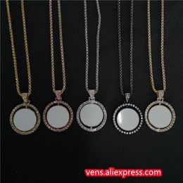 Pendant Necklaces Sublimation Blank Round Shape Pendants Transfer Printing Jewelry Consumables Two Sided 10 pcs lotPendant274g