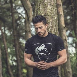 Alphalete Wolf Printed Mens Athletic T-shirt Male Casual Summer Cotton Crew Neck Tee 200d