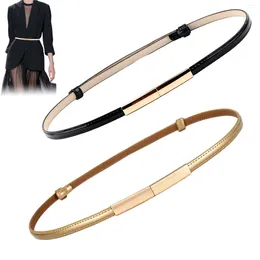 Belts 2pcs For Women Girls Fashion Jeans Narrow Thin Dress Waist Belt With Gold Alloy Buckle Elegant PU Leather Skirts Shiny