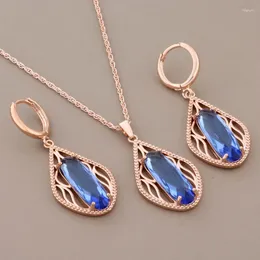 Necklace Earrings Set Trend Luxury Quality Jewellery Long And Pendant For Women 585 Rose Gold Colour Wedding Daily