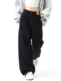 Women's Jeans Baggy Wide Leg Women Autumn High Waisted Fashion Flared Trousers Casual Y2k Loose Straight-leg Black Denim Pants Winter