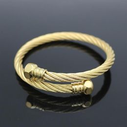 High Quality Women Bangle Stainless Steel Gold Color Wire Men And Women Charm Screw Nut Bracelets & Bangles New Fashion Jewelry280d