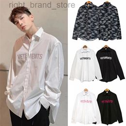 VETEMENTS Red Letters Printed Long Sleeve Shirt Men's And Women's Oversize Loose Shirt W220813321u