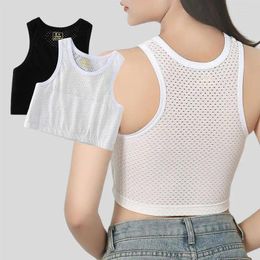 Women's Shapers Women Pullover Short Chest Binder Breathable Front Bandage Breast Tomboy Bra Sportswear Super Flat Trans