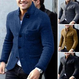 Men's Jackets Stylish Men Cardigan Coat Male Jacket Solid Colour Long Sleeve Single Breasted Streetwear