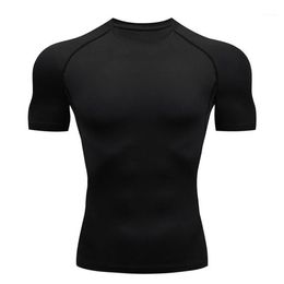 Men's T-Shirts Compression Quick Dry T-shirt Men Running Sport Skinny Short Tee Shirt Male Gym Fitness Bodybuilding Workout B239v