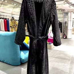 Fashion velvet bathrobe men women nightgown vers designer windbreaker 3D embroidered long jacket belt coat