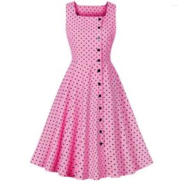 Casual Dresses Summer Women Sleeveless Dress Retro 1950s 60s Dot Print Pinup Rockabilly Sexy Party Vintage Tunic Vestidos Mujer