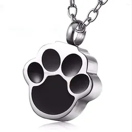 Pendant Necklaces Stainless Steel Memorial Jewellery Dog Pet Print Urn Necklace Ash Holder Keepsake Cremation For Women Men