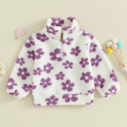 Jackets Toddler Baby Girls Fleece Jacket Stand Collar Long Sleeve Plush Coat Zip Up Fall Winter Warm Outerwear