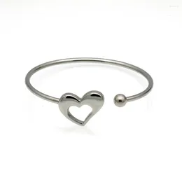 Bangle Fashion Women Girls Lovers Punk Color Gold Hearts Stainless Steel Wire Loverly Hollow Cuff Bracelets Pulseras Jewelry