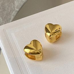 Dangle Earrings Trendy Europe America Smooth 24K Gold Plated Heart Woman Famous Designer Fashion Jewelry