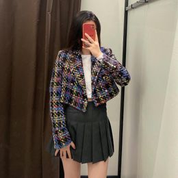 Women's Jackets 2023 Tweed Blazers Suit Outerwear Autumn Coats Long Sleeve Tops Fashion Tailored Women Coat Multicolor Cropped Clothing