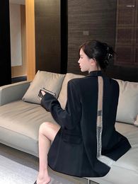 Women's Suits Backless Blazers Women Casual Korean Style Ladies Temperament Solid All-match Fashion Loose Chic Ins Vintage Ulzzang