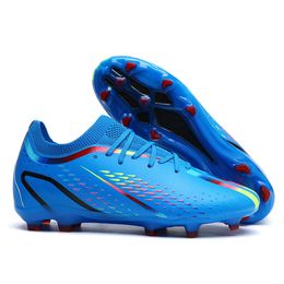 Low Top Football Boots Mens Womens Professional Soccer Shoes AG TF Training Shoes Blue Pink Colours For Boys Girls