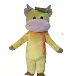 High quality yellow cattle Mascot Costume Carnival Unisex Outfit Adults Size Christmas Birthday Party Outdoor Dress Up Promotional Props
