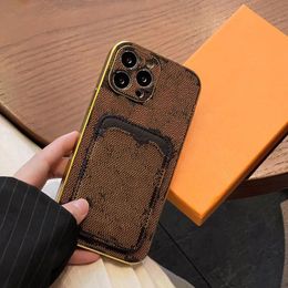 Classical Fashion Designer Cases For iphone 15 With Card Holder 14 13 12 11 plus pro max Leather Case best Christmas gift