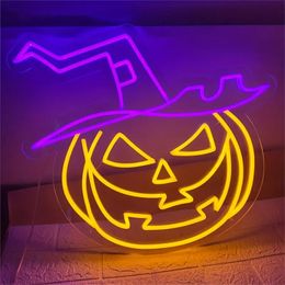 1pc Pumpkin Lovely Neon Halloween Night Lights, Fall Harvest Pumpkin Lights, For Halloween Parties, Bars, Room Decoration Wall Decoration Lights