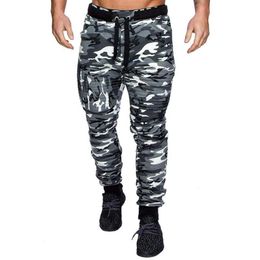 Cofekate Men Casual Lace Up Joggers Pants Cargo Combat Trousers Solid Color Camouflage Printed Sweatpants Hip Hop330y