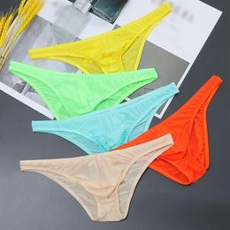 Underpants Transparent Briefs Man Sexy Underwear Solid See Through Panties Male Bulge Pouch Men Thongs Breathable Knicker295B