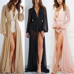 Casual Dresses 2021 Pareo Beach Cover Up Women Dress Solid Bikini Swimwear Robe De Plage Wear Cardigan Bathing Suit284y