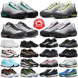 Tênis de corrida 95 OG Neon Masculino Feminino 95s Triplo Preto Branco Cristal Azul Vermelho Solar Cinza Fumaça Tênis Masculino Para Esportes Ao Ar Livre