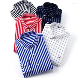 Men's Dress Shirts Business Shirt Long-sleeve Spring Autumn Stripe Casual Formal White Work Office Simple Basic Male Clothing