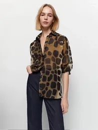 Women's Blouses Women Leopard Print Shirt Vintage Long Sleeve Button-Up All-Match Casual Female Shirts Blouse Chic Office Lady Tops