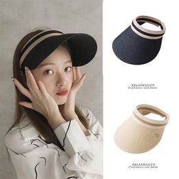 Girl Summer Korean Versatile Sun Hat Travel Summer Fashion Sun Hat Empty Top Bow-knot Shading Straw Hat2420