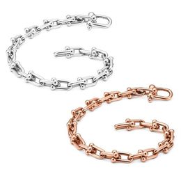 Link Chain CopperLink Cable Hands Bracelets For Women Men Rose Gold Silver Colour Circle Bracelet Jewellery Gifts241S