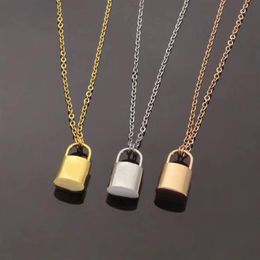 Pendants gold lock Necklace fashion silver plated letter simple heart Titanium Valentine's Day lovers chain jewelry wedding w292D
