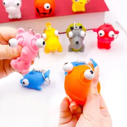 Big Eye Pop Out Animals Keychain Fidget Toys Squeeze Stress Relief Sensory Hand Toy Office Desk Pops Bulk Toys