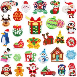 29 Pieces Christmas Iron on Patches Cute snowflake Elk Embroidered Sew Applique Repair Patch for Clothing Jackets Backpack Repairing Decorations