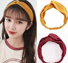 Hair Clips Korean Cross Band Simple Wild Knitted Wool Elastic Headband Accessories Headdress For Women Girl Fine Headwear