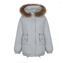 Women's Trench Coats Cotton Padded Thicken Fleece Lined Long Parka Winter Coat Fur Hooded Jacket With Removable Collar Outwear