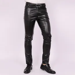 Men's Pants 2023 Slim Fit Skinny Tit Stretc Leater Teen Trend Motorcycle PU