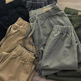 Men's Pants Drawstring Large Pocket Loose Sports Jogging Multi Pockets Men Sweatpants Elastic Waist Casual Trousers