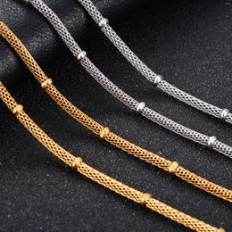 Chains 4mm Wide Hollow Out Stainless Steel Bead Mesh Necklace Chain On Neck Collarbone For Women Men Choker Jewellery Accessories As Gift