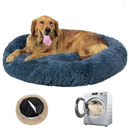 Kennels Cat And Dog Soft Plush Round Cushion Winter Warm Bed Movable Kennel Sofa Big 2023