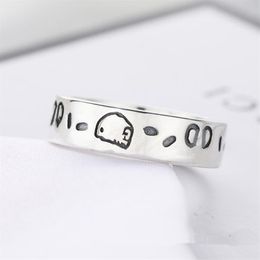 Titanium steel skull band ring men's and women's luxury sterling silver fashion gifts for friends couples wedding jewelr272W