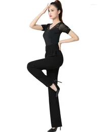 Stage Wear Solid Colour Ballroom Standard Pants Teenagers Modern Dance Women Clothes Classical High Waist Gothic Woman Latin Hippie Trousers