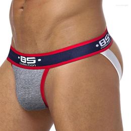 Underpants Brand Men Mesh Jockstrap Underwear G-Strings & Thongs Sexy Gay Penis Pouch Bikini Buttocks Hollow Thong276R