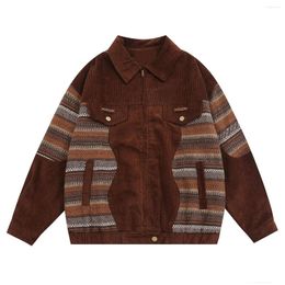 Men's Jackets LACIBLE Vintage Striped Corduroy Jacket 2023 Zipper Coat Spring Autumn Outdoor Casual Men Women Harajuku Thin