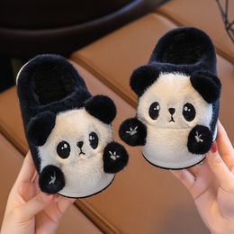 Children's cotton slippers Winter boys indoor home cute plush panda boy and girl parent-child baby wrapped cotton shoes