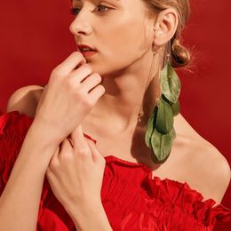 Bohemian Fairy Feather Pendant Clip Earrings Long Link Chain Tassel Non Piercing Ear Wrap Cuff Goldplated Crystal Earrings235Y